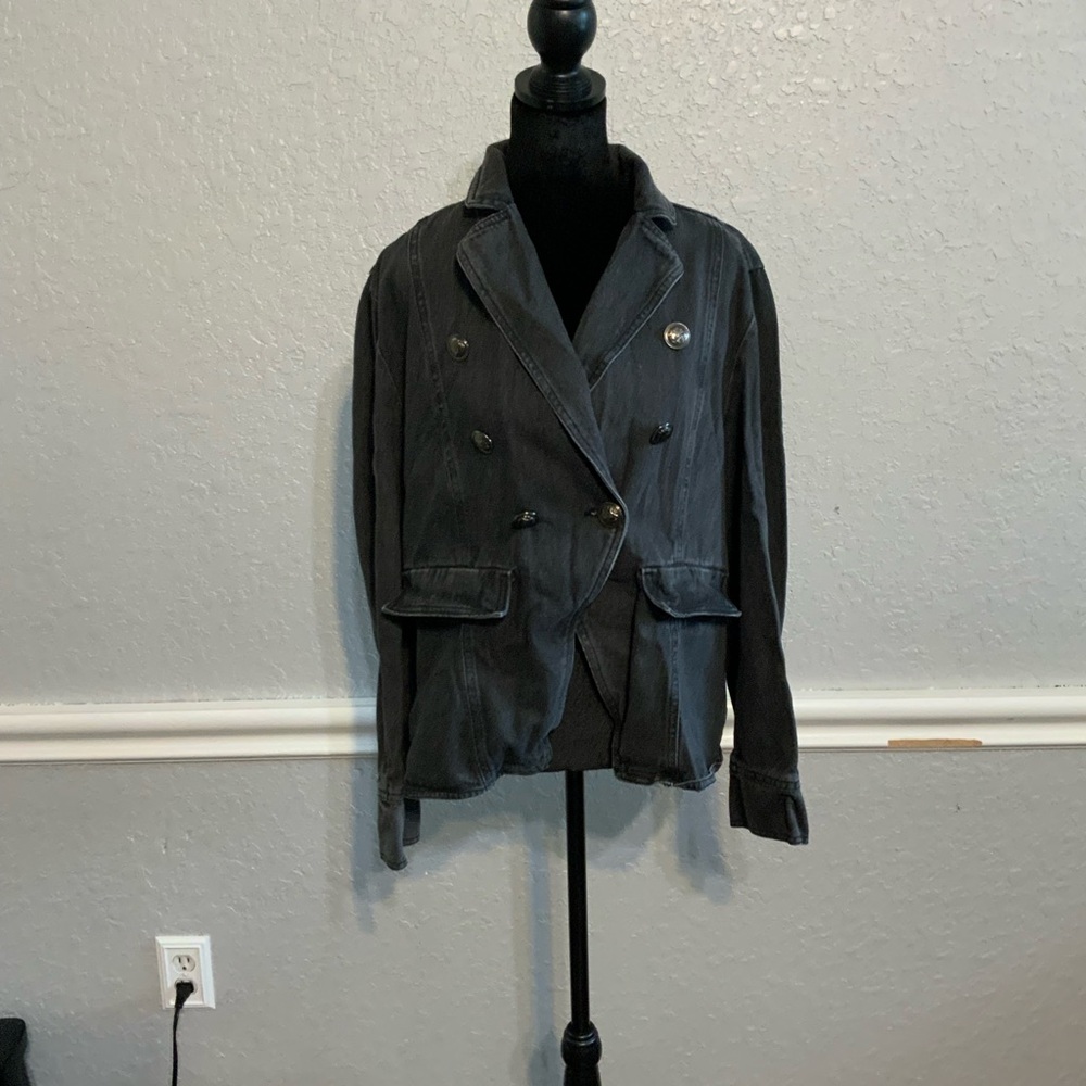 Elegant Charcoal Double-Breasted Blazer